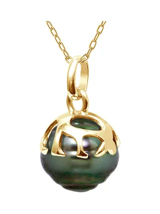 Pendentif Bélière Articulée Véritable Perle de Tahiti Cerclée 9-10 mm — Or Jaune 375 Millièmes 1