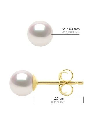 Boucles d'Oreilles Véritables Perles Akoya Rondes 5-6 mm — Or Jaune 750 Millièmes 2