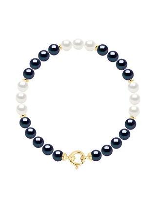 Bracelet Véritables Perles d'Eau Douce Rondes 6-7 mm — Or Blanc 375 Millièmes — 42 cm 1