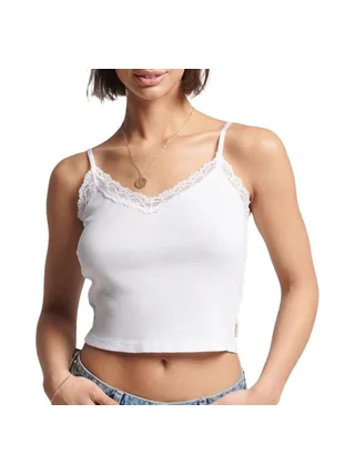 Débardeur Côtelé Blanc Femme Superdry Vintage 1