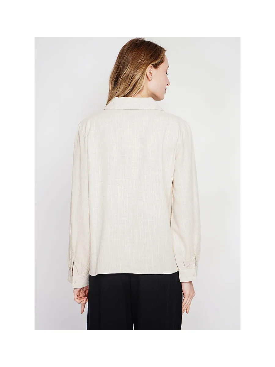 Blouse col chemise évasée à manche longueur 11