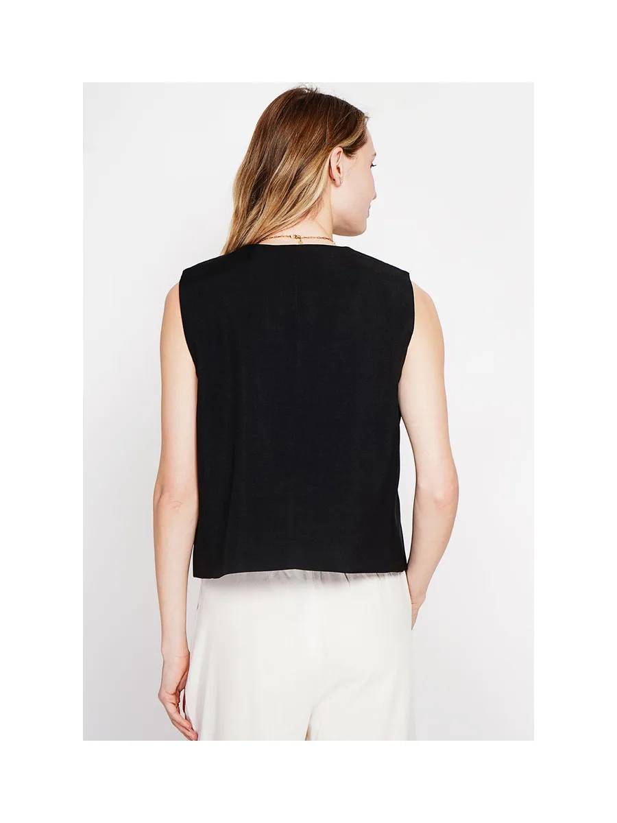 Gilet de costume court sans manches en lin doublé 14