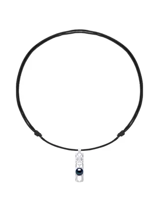 Collier Véritable Perle d'Eau Douce Ronde 9-10 mm — Argent 925 Millièmes Rhodié — 50 cm — Homme 2