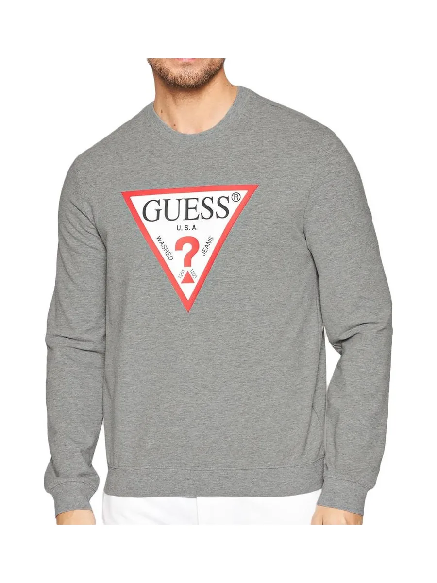 Sweat Gris Homme Guess Triangle Logo 2
