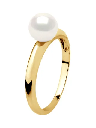 Bague Véritable Perle de Culture d'Eau Douce Ronde 6-7 mm — Or Jaune 375 Millièmes 1