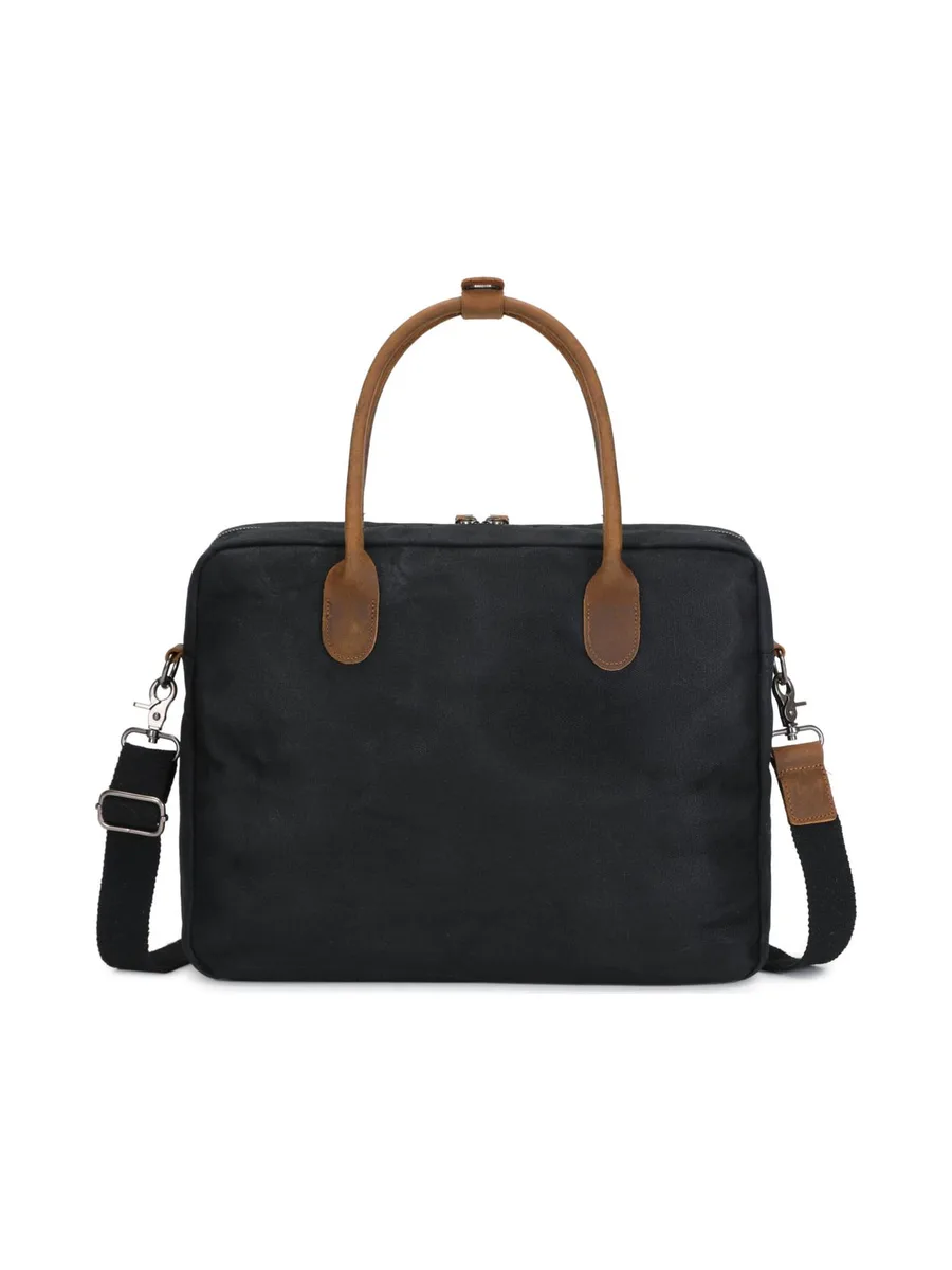 YANN - Sacoche en cuir véritable et toile enduite - Bleu 60