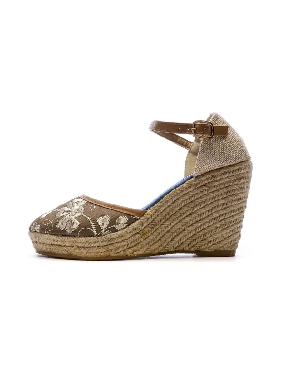 Sandales Compensées Marron/Fleurs Femme Beppi 2