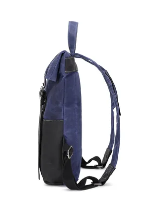NES - Sac à dos en cuir véritable et toile enduite - Bleu 3