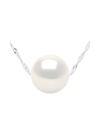 Collier Maille Singapour Perle d'Eau Douce Traversante 10-11 mm — Argent 925 Millièmes Rhodié 1