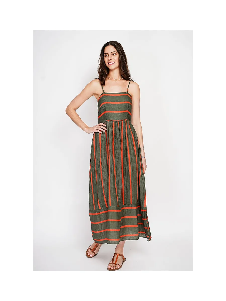 Robe Longue d'Été à Bretelles Rayée 7