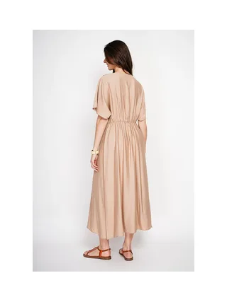 Robe longue col V à manches chauve-souris 3