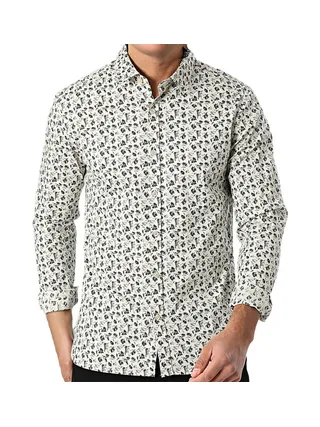 Chemise Beige Fleuris Homme Teddy Smith Carton Strectch 1