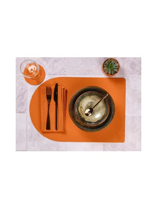 Sous-verre rond réversible - 6 pièces - Cuir recyclé blanc crème et vert de gris 26