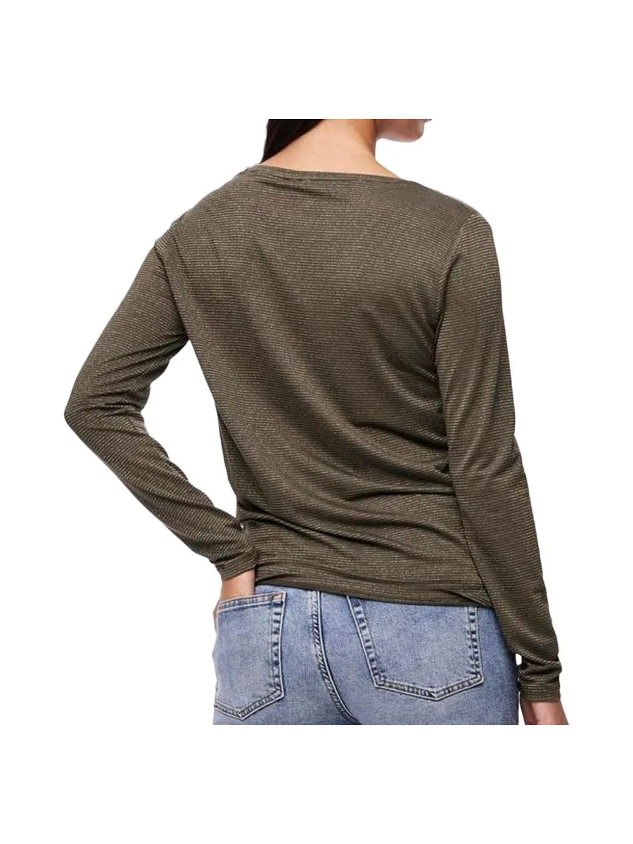 T-Shirt Manches Longues Kaki/Doré Femme Pieces Billo 3