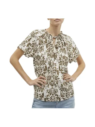 Blouse Blanche/Camel Femme Vero Moda Mima 1