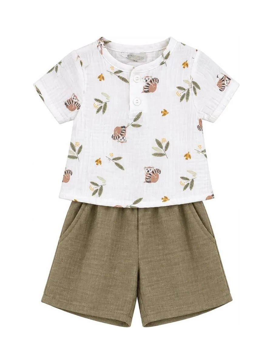 Ensemble Blanc/Kaki Bébé P'tit Mome Paolo 2