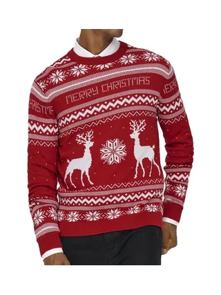Pull de Noël Rouge/Blanc Homme Only & Sons Xmas 1