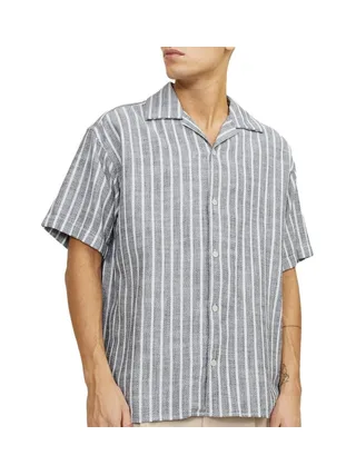 Chemisette Rayures Grises/Blanches Homme Jack & Jones Cabana 1
