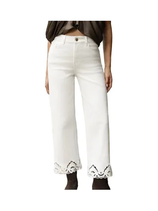 Jean Wide Blanc Femme Oraije Nola 1