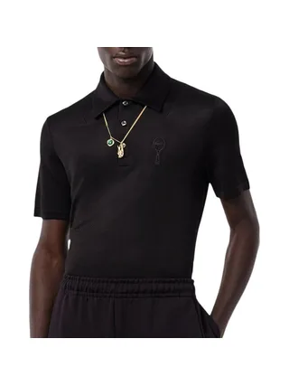Polo Noir Homme Lacoste Runway Regular Fit Satin 1