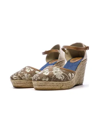 Sandales Compensées Marron/Fleurs Femme Beppi 6