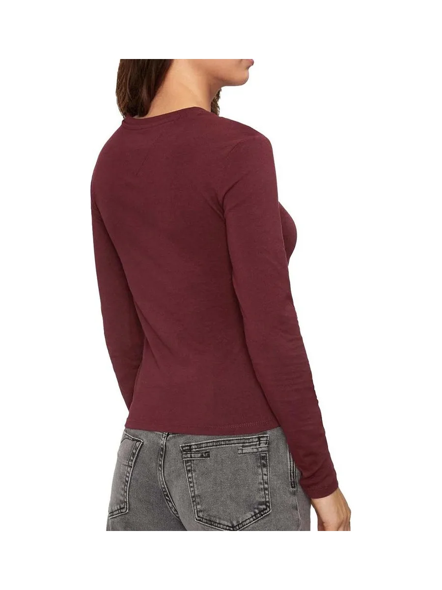 T-shirt Manches Longues Bordeaux Femme Tommy Hilfiger Slim Essential 2