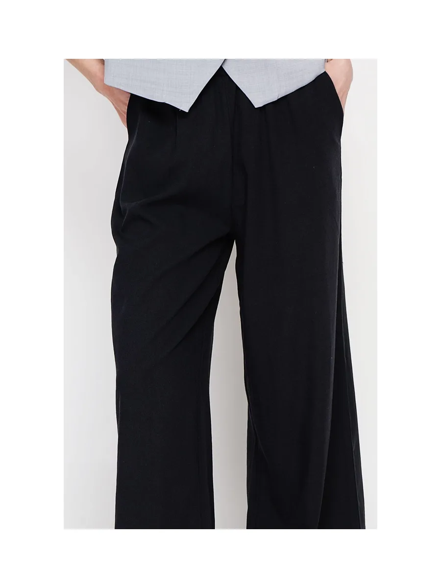Pantalon large taille haute avec poches 14
