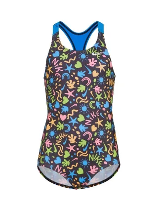 Maillot de bain Noir/Bleu Fille Nike Racerback 1