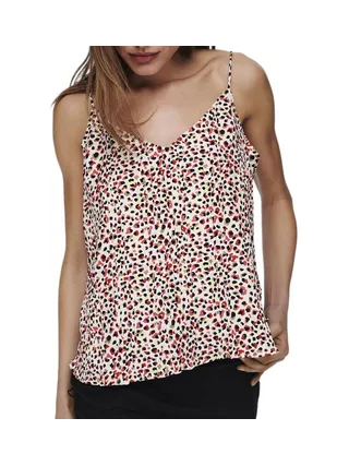 Débardeur Blanc/Rouge Femme Only Plisse Singlet 1