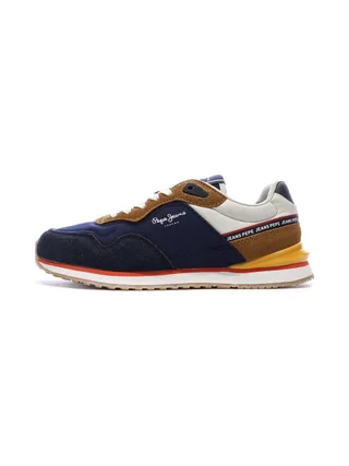 Baskets Marine/Camel/Jaune Homme Pepe jeans London 1