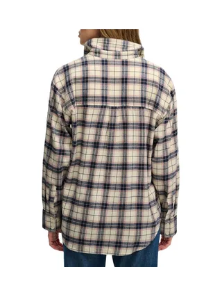 Chemise À Carreaux Écru/Marine Femme Superdry Check 2
