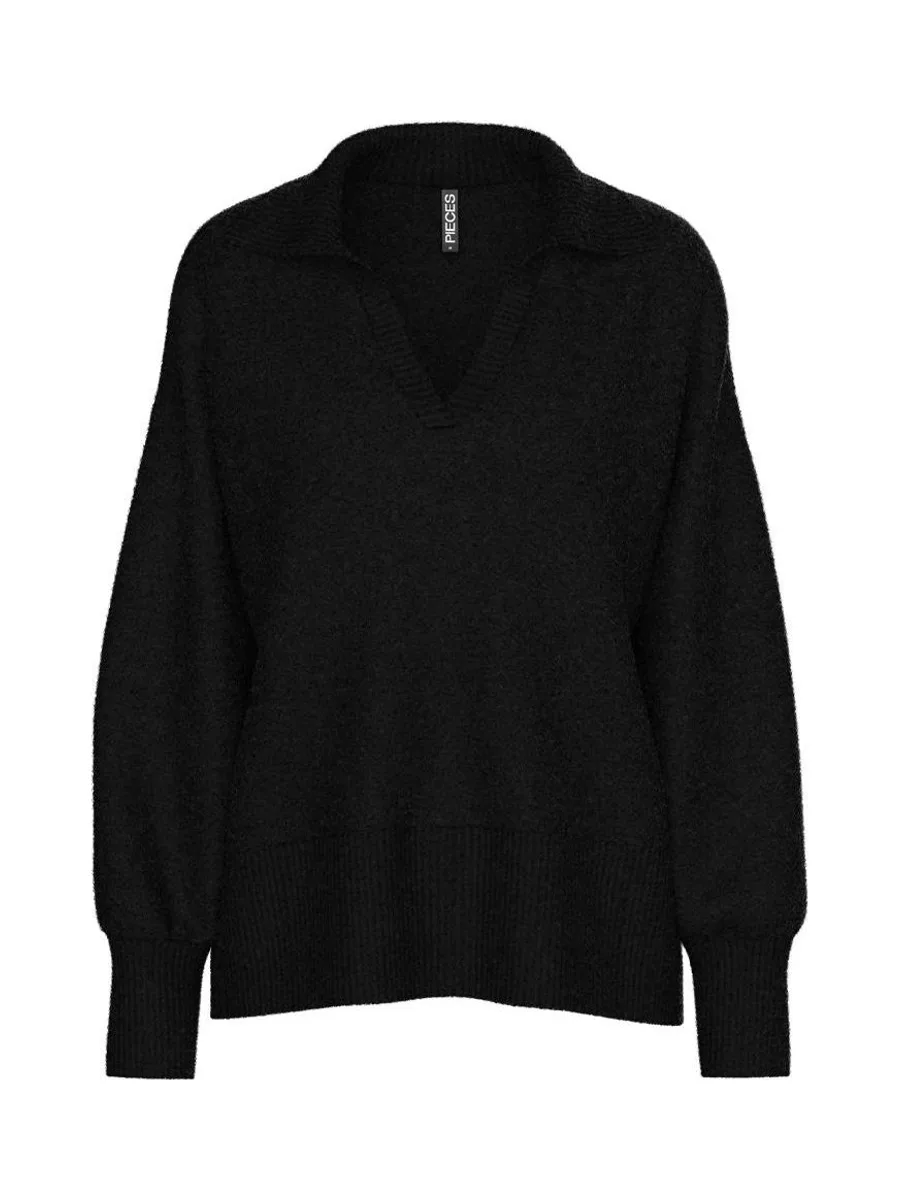 Pull Noir Femme Pieces Malou 2