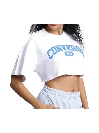 T-shirt Blanc/Bleu Femme Converse Sporty 1