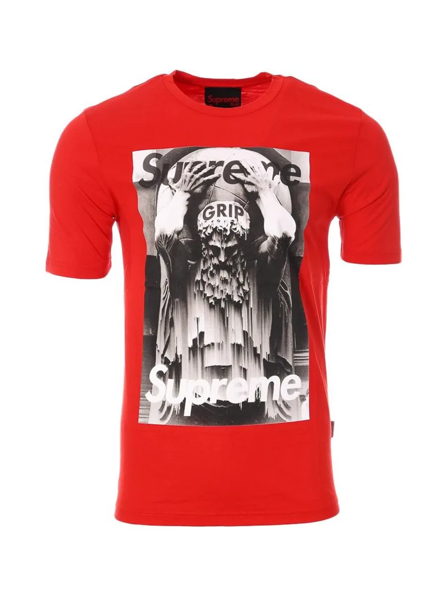 T-shirt Rouge Homme Supreme Grip God 2