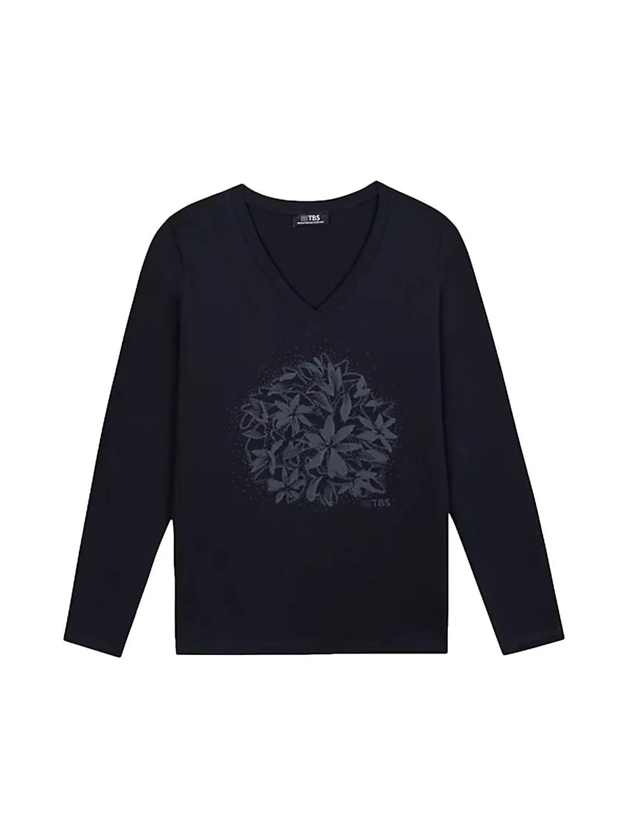 T-Shirt Manches Longues Marine Foncé Femme TBS LUGDOTEE 2