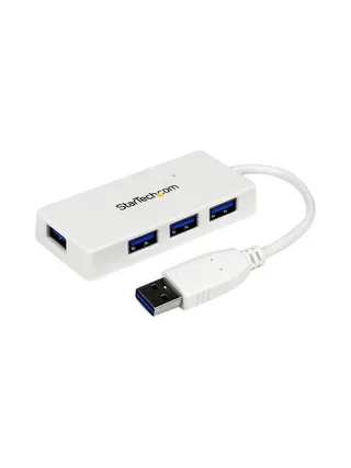 Portable 4 Port Mini USB 3.0 Hub - White 1