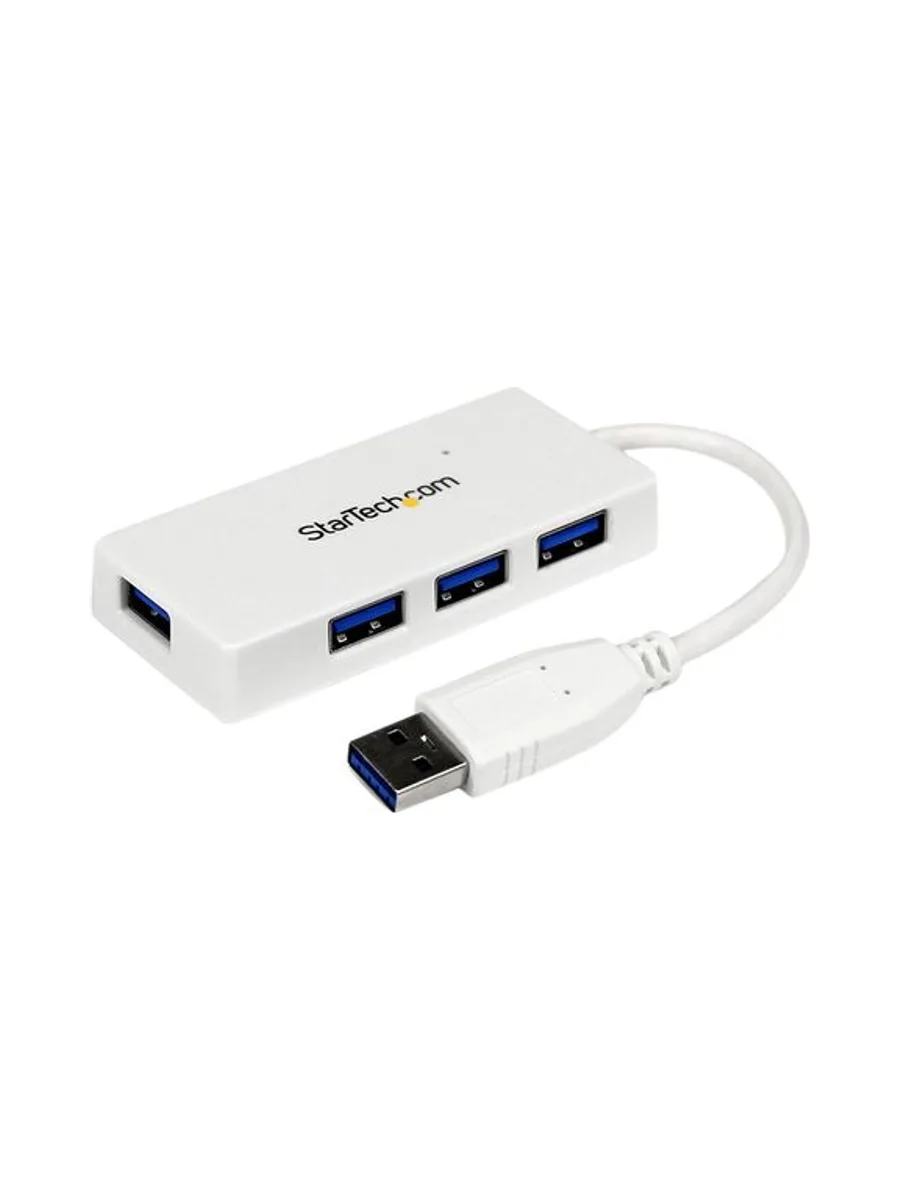 Portable 4 Port Mini USB 3.0 Hub - White 1