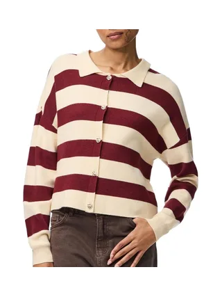 Gilet Rouge/Beige Femme Pieces Jassy 1