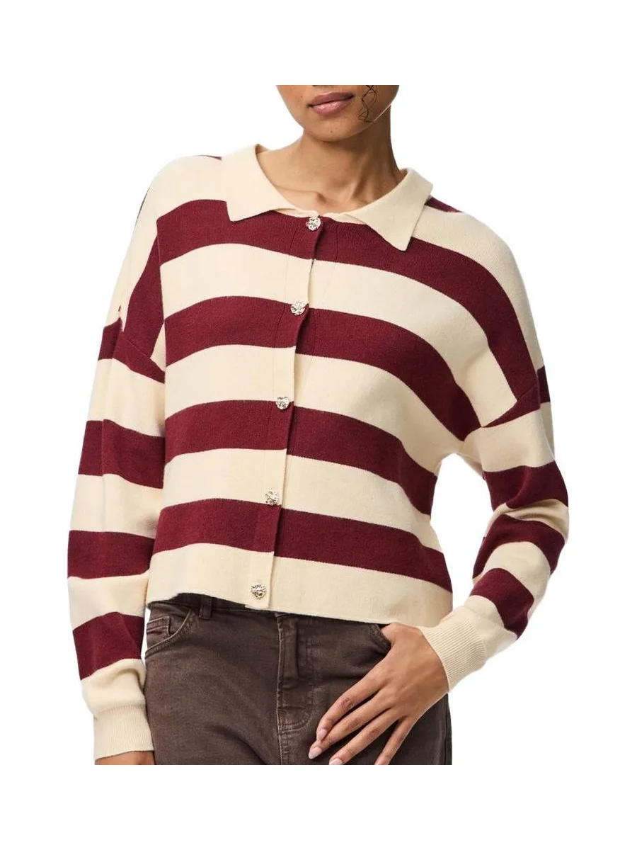 Gilet Rouge/Beige Femme Pieces Jassy 2