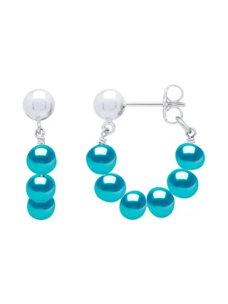 Boucles d'Oreilles Pendantes Véritables Perles d'Eau Douce Semi-6-7 mm — Argent 925 Millièmes Rhodié 1