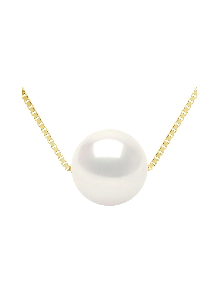 Collier Véritable Perle d'Eau Douce Ronde 9-10 mm — Or Jaune 375 Millièmes — 42 cm 1