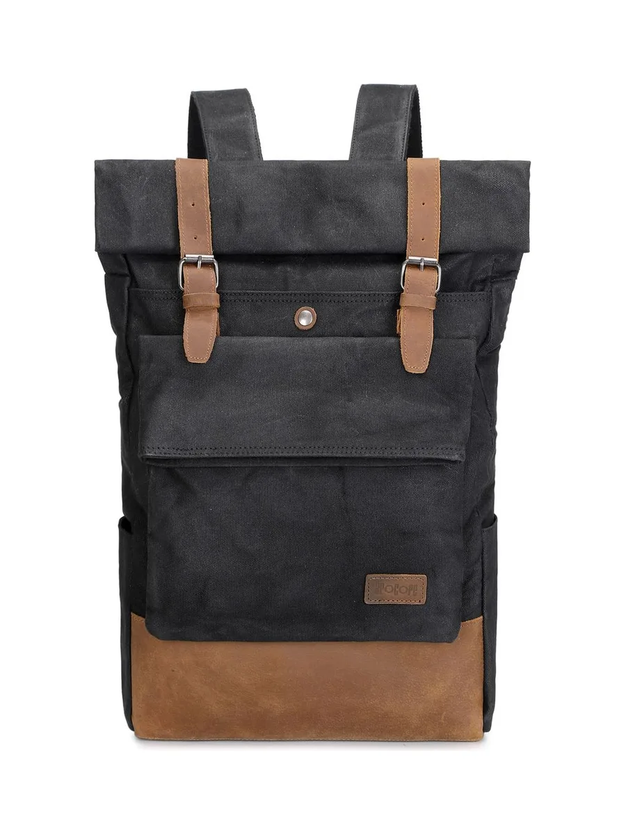 JACK - Sac à dos en cuir véritable et toile enduite - Bleu 25