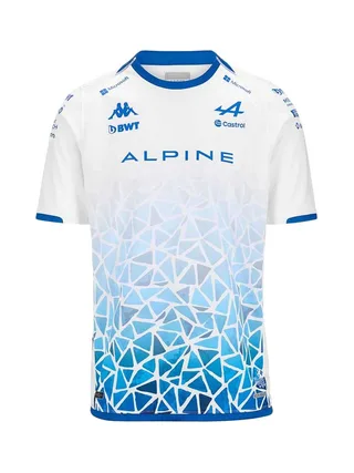 Barcelona Maillot Blanc/Bleu Garçon Kappa Kombat 2024 Alpine F1 1
