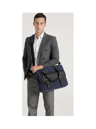 MICK - Sacoche en cuir véritable et toile enduite - Bleu 5