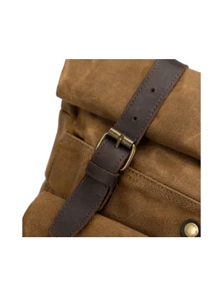 JACK - Sac à dos en cuir véritable et toile enduite - Bleu 15