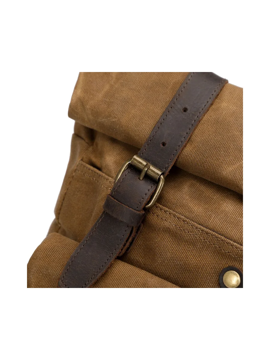 JACK - Sac à dos en cuir véritable et toile enduite - Bleu 15