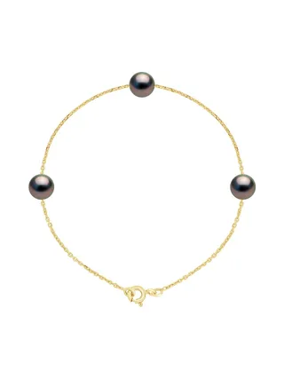 Bracelet Véritables Perles de Tahiti Rondes 7-8 mm — Or Jaune 375 Millièmes — 18 cm 1