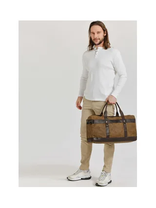 VLAD - Sac de voyage en cuir véritable et toile enduite - Bleu 13