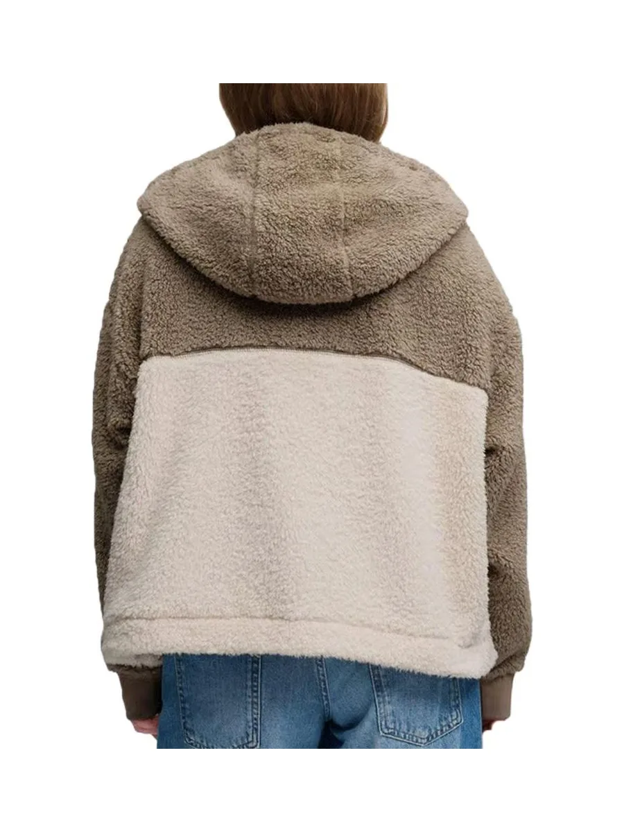 Veste sherpa à capuche femme beige femme Superdry Super Soft Ziphood 3