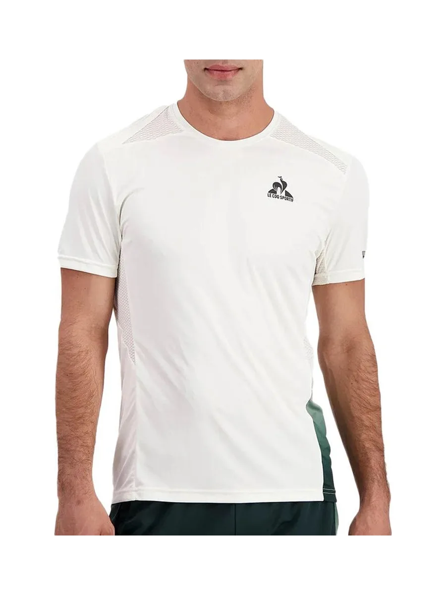 Maillot de Sport Ecru/Vert Le Coq Sportif Tennis Pro 2